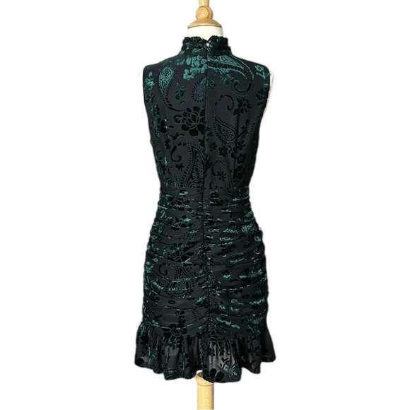 AQUA Velvet Jacquard Dark Floral Ruched Mini Dress Whimsigoth, Fairycore, Medium - Picture 7 of 15